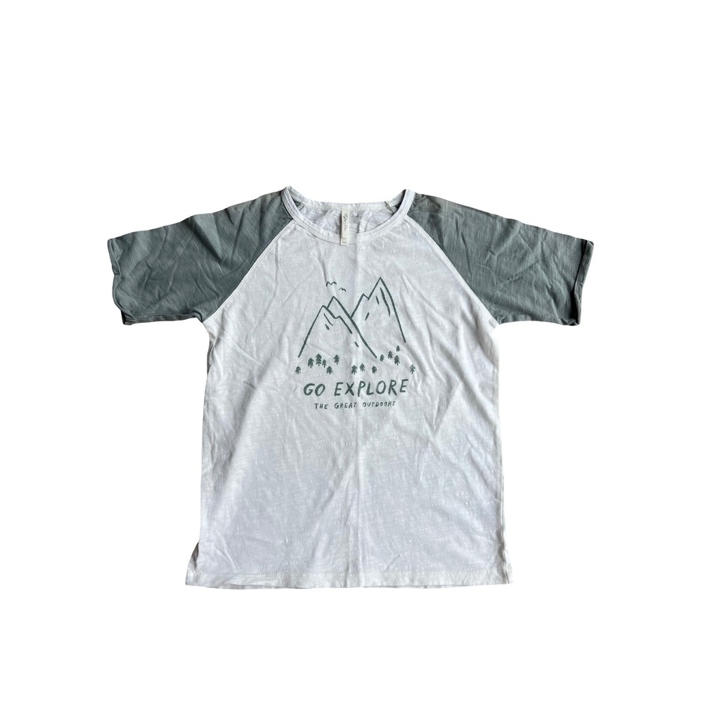 Rylee + Cru Kids Go Explore Mountain Graphic Raglan Tee White Green 8-9Y